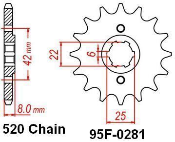 MOTRIX FRONT SPROCKET 95F-0281-15