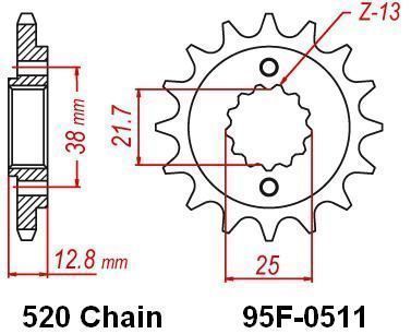 MOTRIX FRONT SPROCKET 95F-0511-15