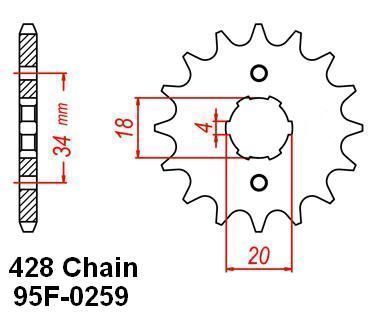 FRONT SPROCKET  z6*18*20*4*428-14T